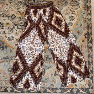 Bohemian Wide-Leg Pants with Geometric Print